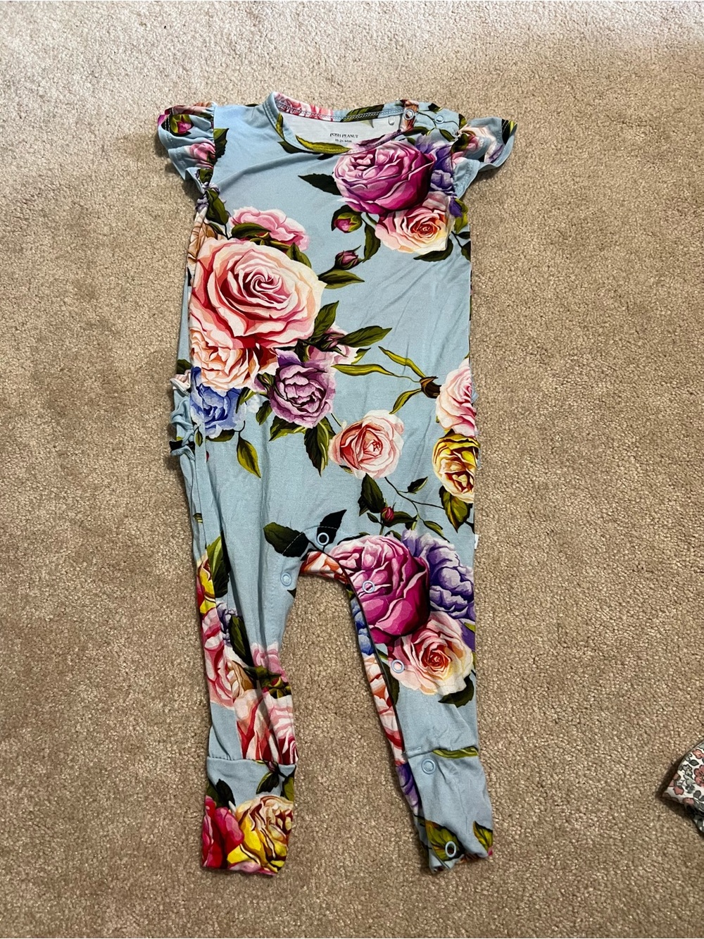 Posh Peanut Blue Floral Bamboo Romper